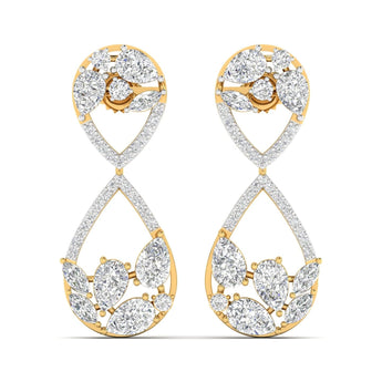 Ivana Jewels Earrings Yellow Gold / 14KT Dazzling Pear & Round Diamond Drop Earrings