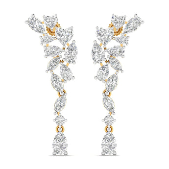 Ivana Jewels Earrings Yellow Gold / 14KT Diamond Cluster Cascade Earrings