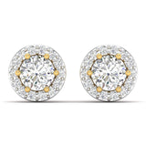 Ivana Jewels Earrings Yellow Gold / 14KT Diamond Halo Studs in Two-Tone Gold