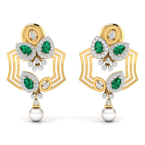 Ivana Jewels Earrings Yellow Gold / 14KT Fancy Pear Cut Emerald Diamond Stunning Earring
