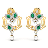 Ivana Jewels Earrings Yellow Gold / 14KT Fancy Pear Cut Emerald Diamond Stunning Earring