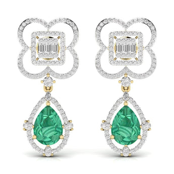 Ivana Jewels Earrings Yellow Gold / 14KT Fancy Shape Diamonds & Round Shape Diamonds Earring