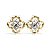 Ivana Jewels Earrings Yellow Gold / 14KT Four-Stone Clover Diamond Earrings