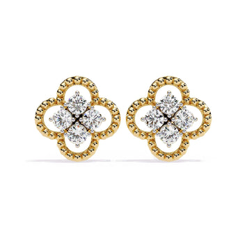 Ivana Jewels Earrings Yellow Gold / 14KT Four-Stone Clover Diamond Earrings