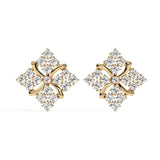 Ivana Jewels Earrings Yellow Gold / 14KT Geometric Diamond Stud Earrings