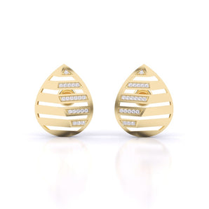 Ivana Jewels Earrings Yellow Gold / 14KT Gleaming Leaf Pattern Diamond Earrings