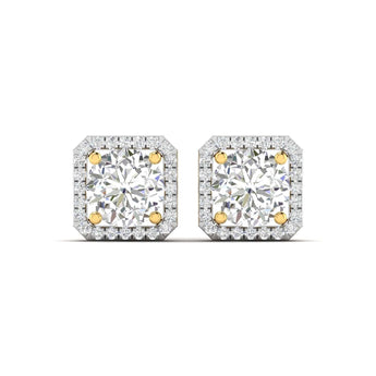 Ivana Jewels Earrings Yellow Gold / 14KT Large Diamond Halo Studs for Women