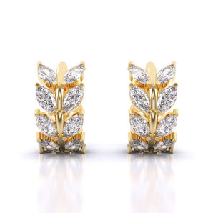 Ivana Jewels Earrings Yellow Gold / 14KT Laurel leaf Hoop Huggies Earrings
