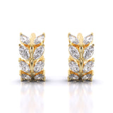 Ivana Jewels Earrings Yellow Gold / 14KT Laurel leaf Hoop Huggies Earrings