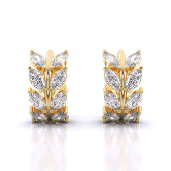 Ivana Jewels Earrings Yellow Gold / 14KT Laurel leaf Hoop Huggies Earrings