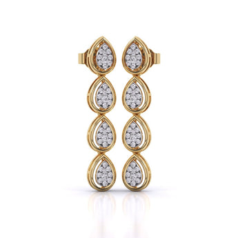 Ivana Jewels Earrings Yellow Gold / 14KT Leaf Design Drop Earrings