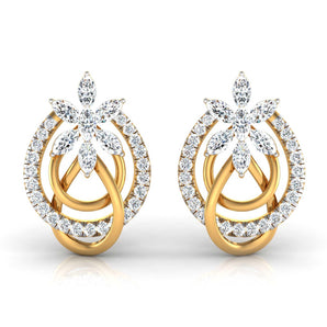 Ivana Jewels Earrings Yellow Gold / 14KT Marquise & Round Diamond Knot Earring