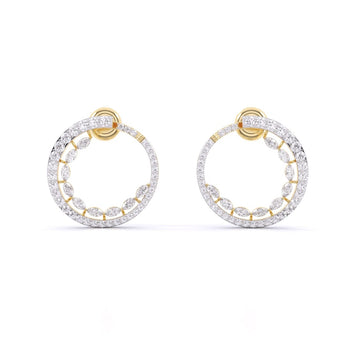Ivana Jewels Earrings Yellow Gold / 14KT Marquise & Round Diamonds Hoop Earring