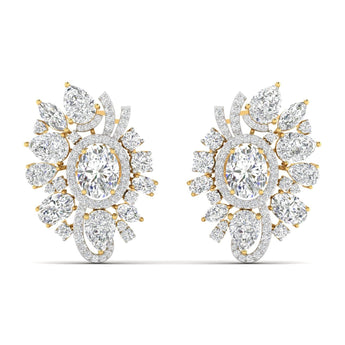 Ivana Jewels Earrings Yellow Gold / 14KT Oval & Marquise Diamond Earrings Sets.