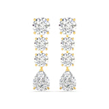 Ivana Jewels Earrings Yellow Gold / 14KT Pear and Round Diamond Earrings