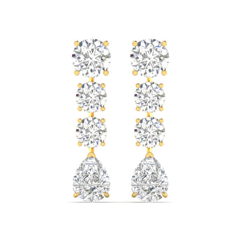 Ivana Jewels Earrings Yellow Gold / 14KT Pear and Round Diamond Earrings