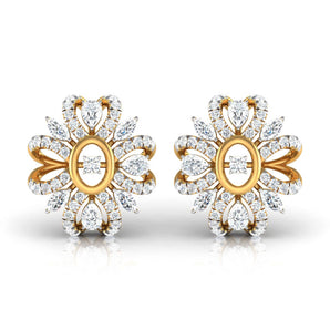 Ivana Jewels Earrings Yellow Gold / 14KT Pear, Marquise & Round Diamond Clustered Stud Earrings