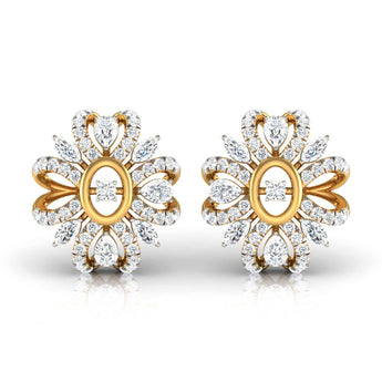 Ivana Jewels Earrings Yellow Gold / 14KT Pear, Marquise & Round Diamond Clustered Stud Earrings