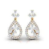 Ivana Jewels Earrings Yellow Gold / 14KT Pear & Round Cut Diamond Teardrop Drop Earrings