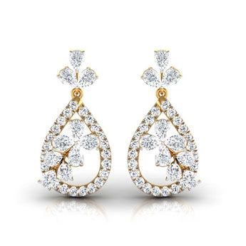 Ivana Jewels Earrings Yellow Gold / 14KT Pear & Round Cut Diamond Teardrop Drop Earrings
