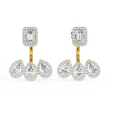 Ivana Jewels Earrings Yellow Gold / 14KT Rectangular and Teardrop Diamond Earrings
