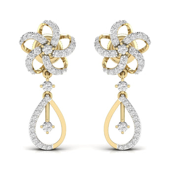 Ivana Jewels Earrings Yellow Gold / 14KT Round Cut Diamonds Dangler Earring