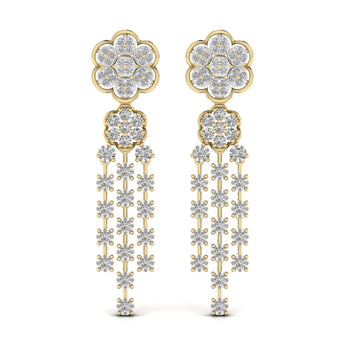 Ivana Jewels Earrings Yellow Gold / 14KT Round Cut Diamonds Dangler Earring