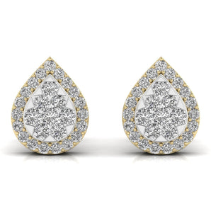 Ivana Jewels Earrings Yellow Gold / 14KT Round Cut Diamonds Leaf Shape Earrings