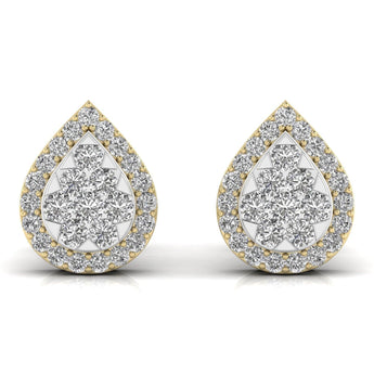 Ivana Jewels Earrings Yellow Gold / 14KT Round Cut Diamonds Leaf Shape Earrings