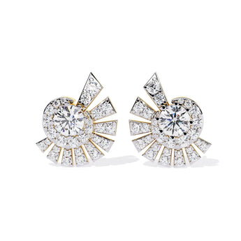 Ivana Jewels Earrings Yellow Gold / 14KT Round Diamond Cluster Earrings