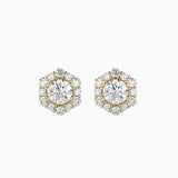 Ivana Jewels Earrings Yellow Gold / 14KT Round Diamonds Halo Studs Earring