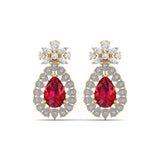 Ivana Jewels Earrings Yellow Gold / 14KT Ruby and Diamond Earrings