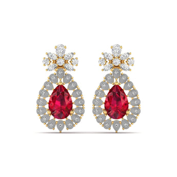 Ivana Jewels Earrings Yellow Gold / 14KT Ruby and Diamond Earrings
