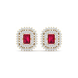 Ivana Jewels Earrings Yellow Gold / 14KT Ruby and Diamond Stud Earrings