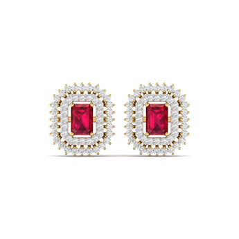 Ivana Jewels Earrings Yellow Gold / 14KT Ruby and Diamond Stud Earrings