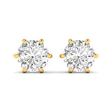Ivana Jewels Earrings Yellow Gold / 14KT Six-Prong Diamond Stud Earrings