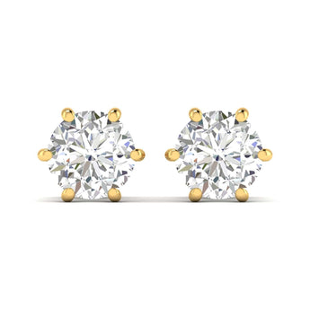 Ivana Jewels Earrings Yellow Gold / 14KT Six-Prong Diamond Stud Earrings