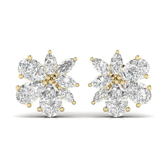 Ivana Jewels Earrings Yellow Gold / 14KT Solitaire Pear Shape & Marquise Shape Diamonds Fancy Earring