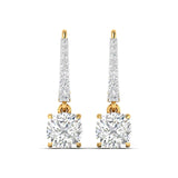 Ivana Jewels Earrings Yellow Gold / 14KT Square Cushion Diamond Dangle Earrings