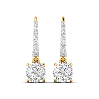 Ivana Jewels Earrings Yellow Gold / 14KT Square Cushion Diamond Dangle Earrings