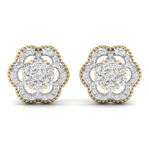Ivana Jewels Earrings Yellow Gold / 14KT Twisted Floral Lab Grown Diamond Studs Earring