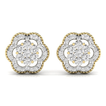 Ivana Jewels Earrings Yellow Gold / 14KT Twisted Floral Lab Grown Diamond Studs Earring