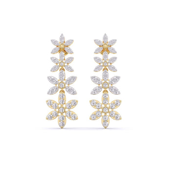 Ivana Jewels Earrings Yellow Gold / 14KT Yellow Gold Tower De Flora Diamond Dangler