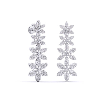 Ivana Jewels Earrings Yellow Gold Tower De Flora Diamond Dangler