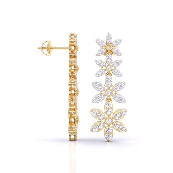 Ivana Jewels Earrings Yellow Gold Tower De Flora Diamond Dangler