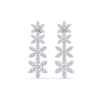Ivana Jewels Earrings Yellow Gold Tower De Flora Diamond Dangler