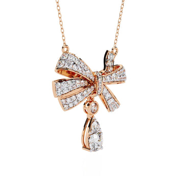 Buy Bow and Stone Diamond Pendant Online from Ivana Jewels Best lab grown diamond jewellery brand