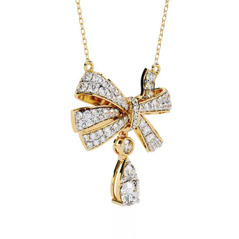 Buy Bow and Stone Diamond Pendant Online from Ivana Jewels Best lab grown diamond jewellery brand