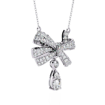 Buy Bow and Stone Diamond Pendant Online from Ivana Jewels Best lab grown diamond jewellery brand