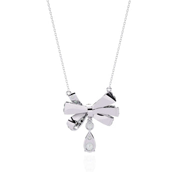Buy Bow and Stone Diamond Pendant Online from Ivana Jewels Best lab grown diamond jewellery brand